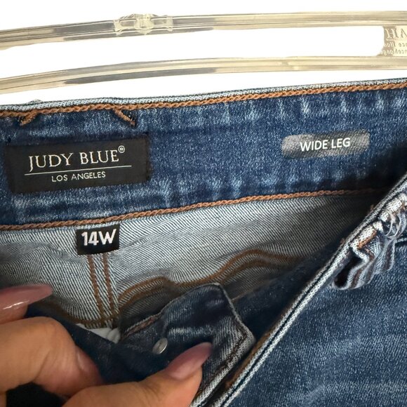 Judy Blue Womens Wide Leg Jeans 14W Blue Denim - Picture 4 of 6